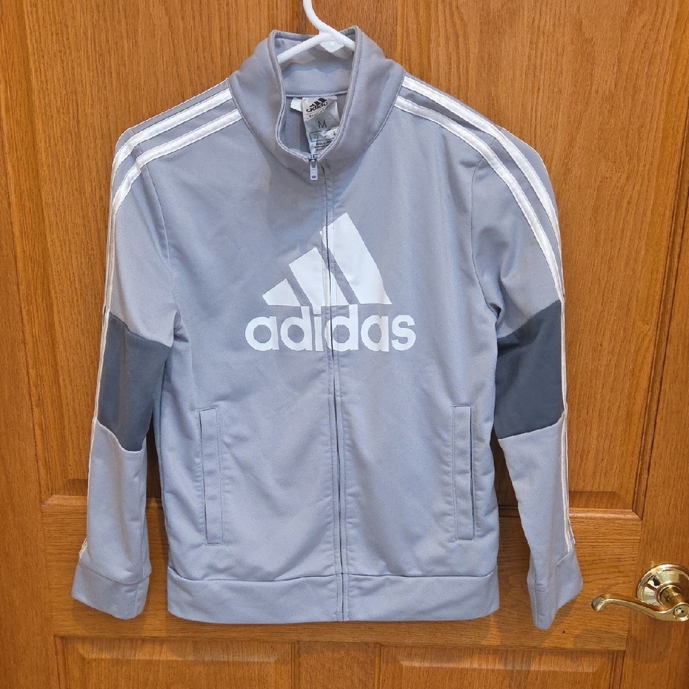 Adidas Gray and White Track Jacket